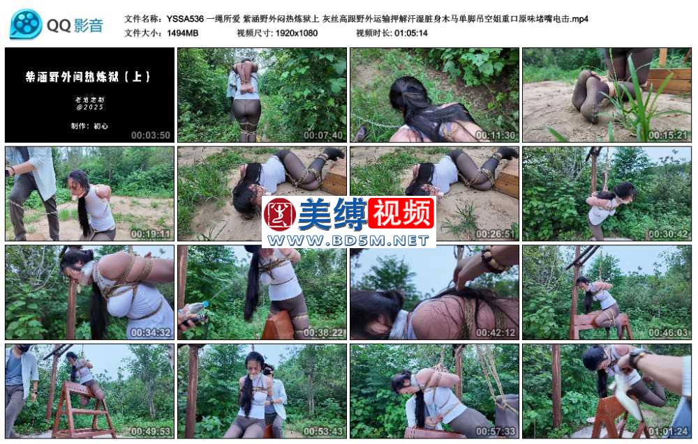 一绳所爱 紫涵野外闷热炼狱上 灰丝高跟野外运输押解汗湿脏身木马单脚吊空姐重口原...