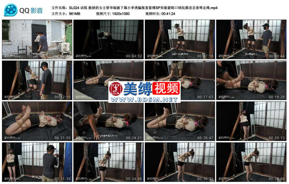 试炼 傲娇的女主管华姐被下属小李诱骗报复紧缚SP郊狼蒙眼口球抚摸语言羞辱走绳
