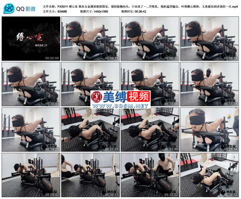 缚心室 黑丝女金属架极致固定，强制挺胸抬头，口水流了一地，郊狼真空吸乳，炮机猛...